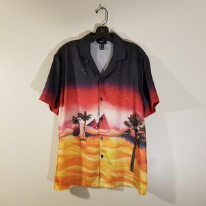 Forever 21 Short Sleeve Button Down Landscape Shirt